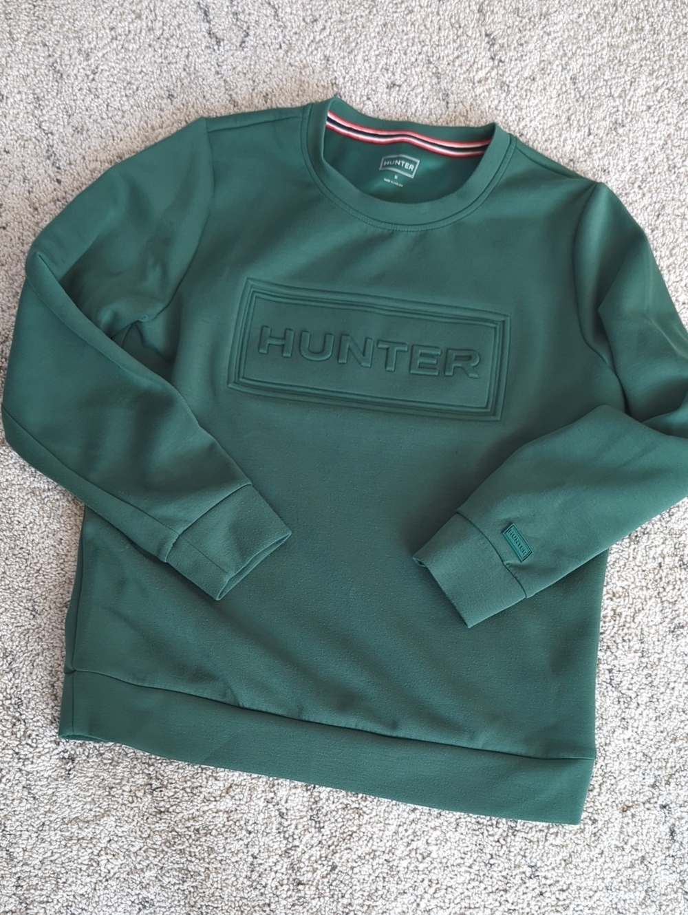 Hunter Men's Deep Green Embossed Logo Crewneck Sweatshirt